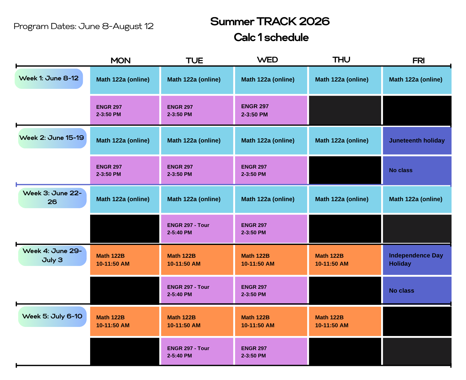 Summer Track 2026 Calc 1